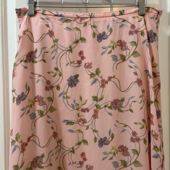 Gina Peters Floral Maxi Baby Pink Pastel Skirt Vintage Made In USA Size 14 Lined - Picture 2 of 7